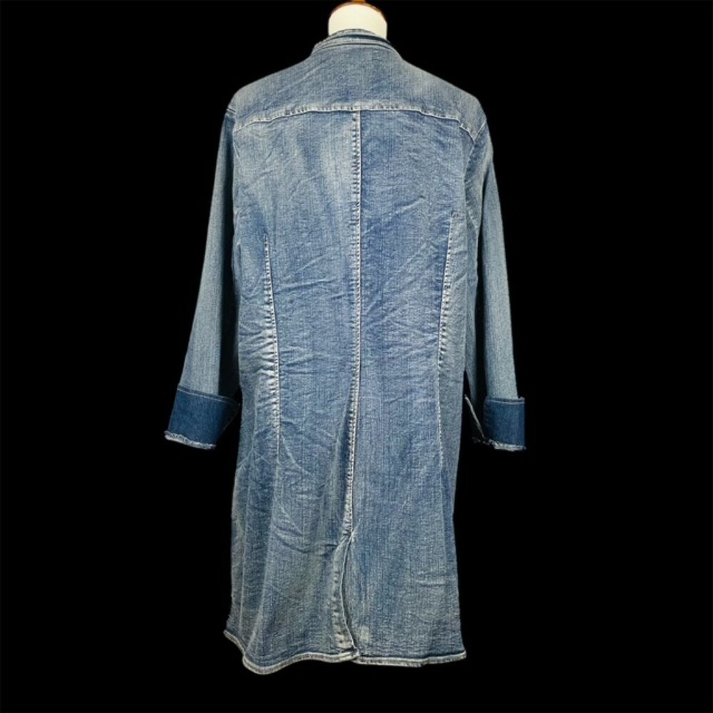 Vtg Y2K Floral Embroidered Denim Duster Sz 1X Western Boho Festival Country - Picture 4 of 6